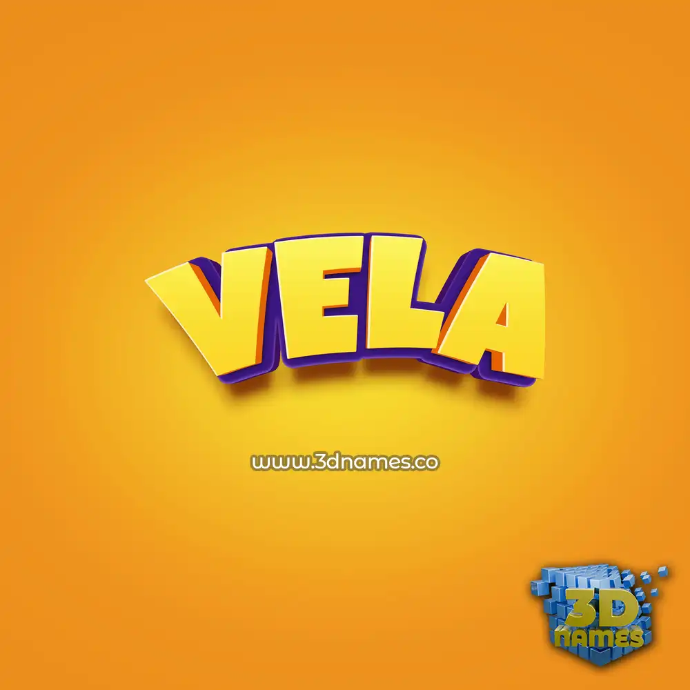 vela in Orange Toon style - 3D name wallpaper