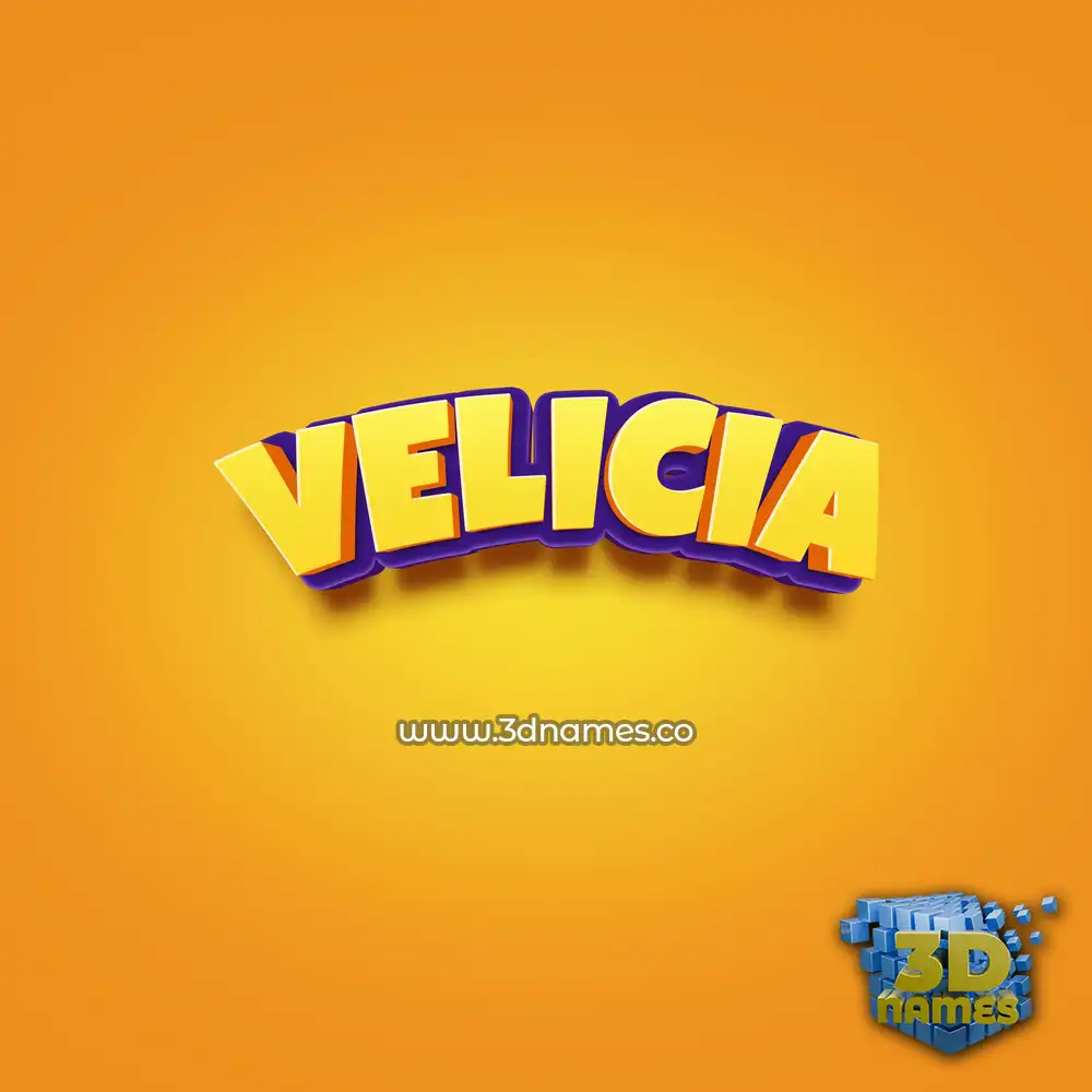 velicia in Orange Toon style - 3D name wallpaper