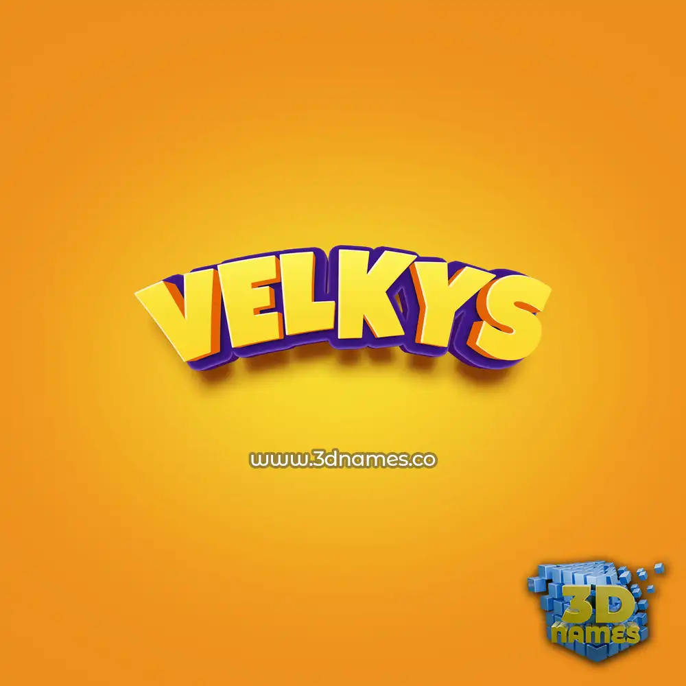velkys in Orange Toon style - 3D name wallpaper