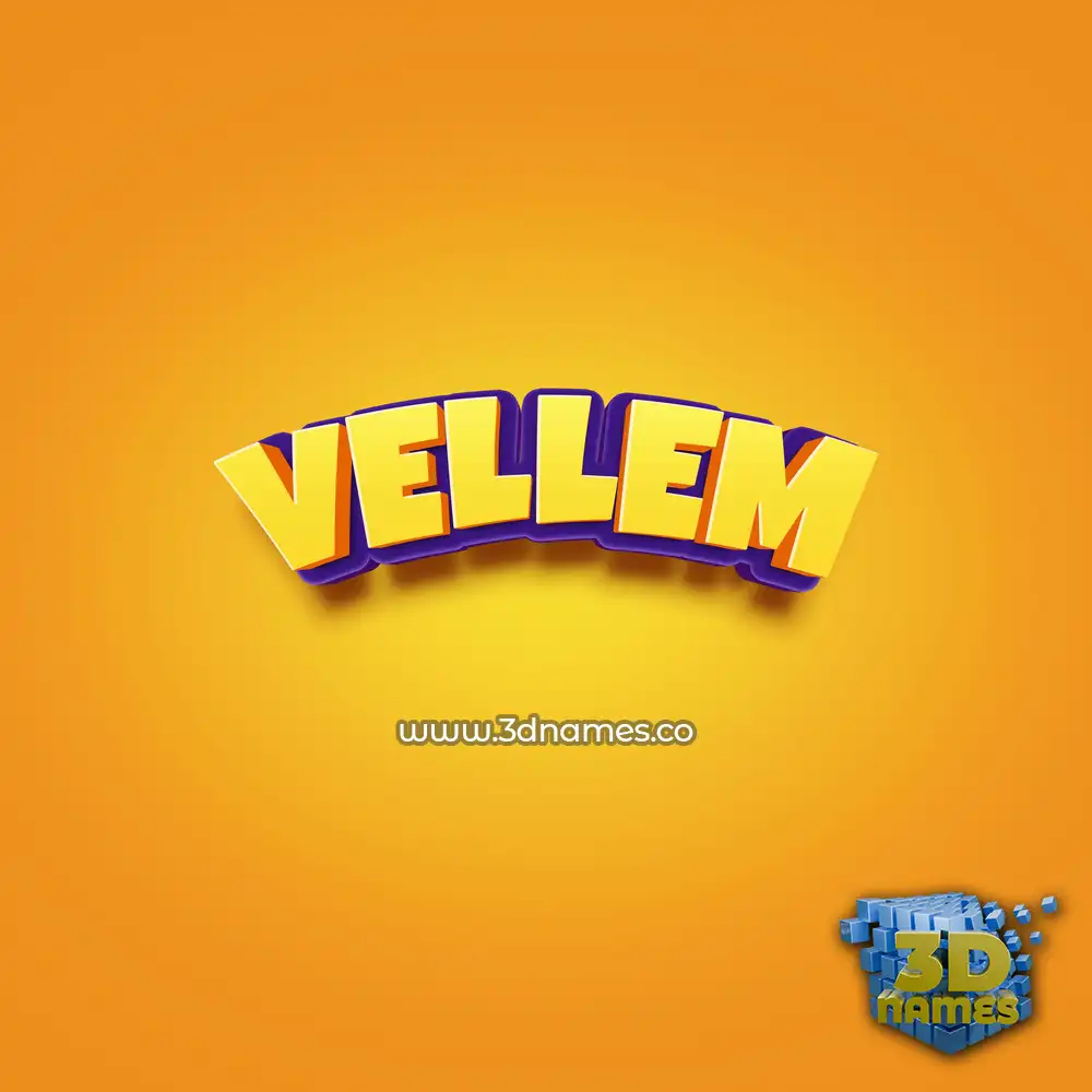 vellem in Orange Toon style - 3D name wallpaper