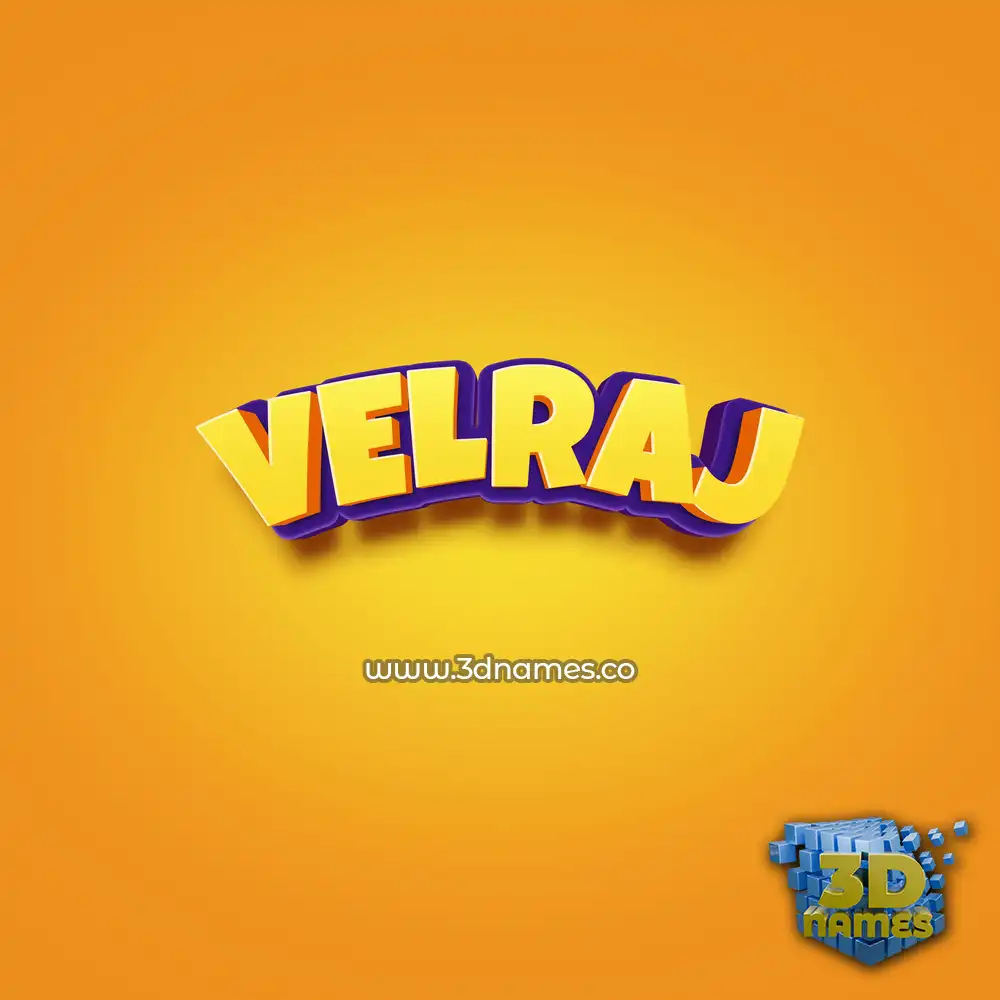 velraj in Orange Toon style - 3D name wallpaper