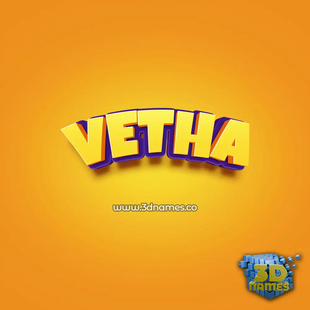 vetha in Orange Toon style - 3D name wallpaper