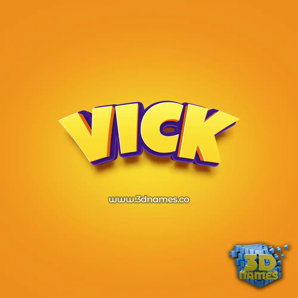 vick in Orange Toon style - 3D name wallpaper
