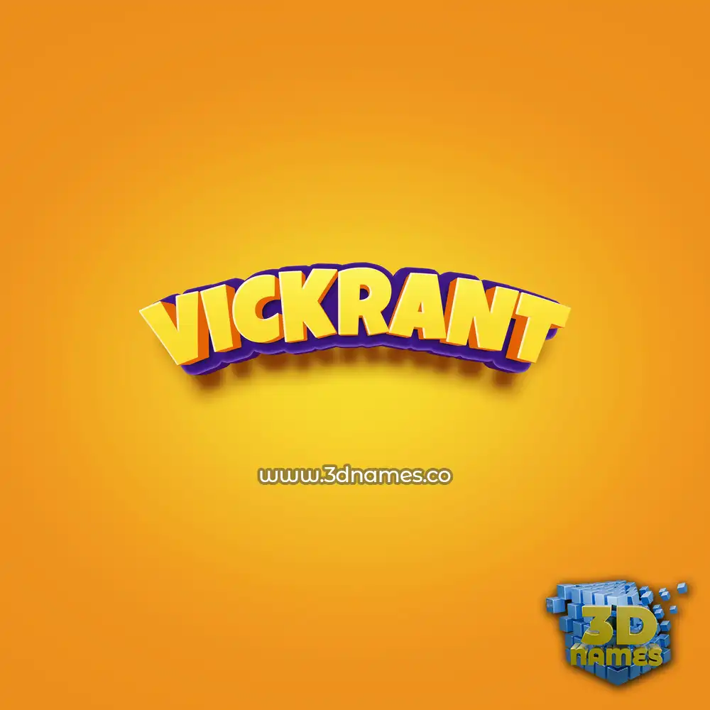 vickrant in Orange Toon style - 3D name wallpaper