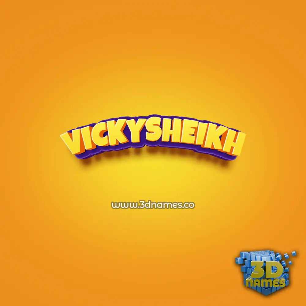 vickysheikh in Orange Toon style - 3D name wallpaper