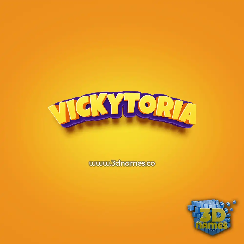 vickytoria in Orange Toon style - 3D name wallpaper