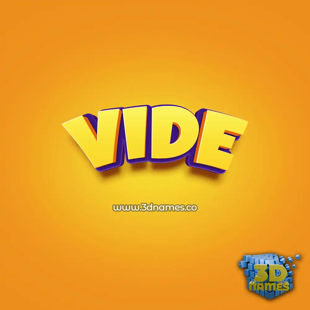 vide in Orange Toon style - 3D name wallpaper