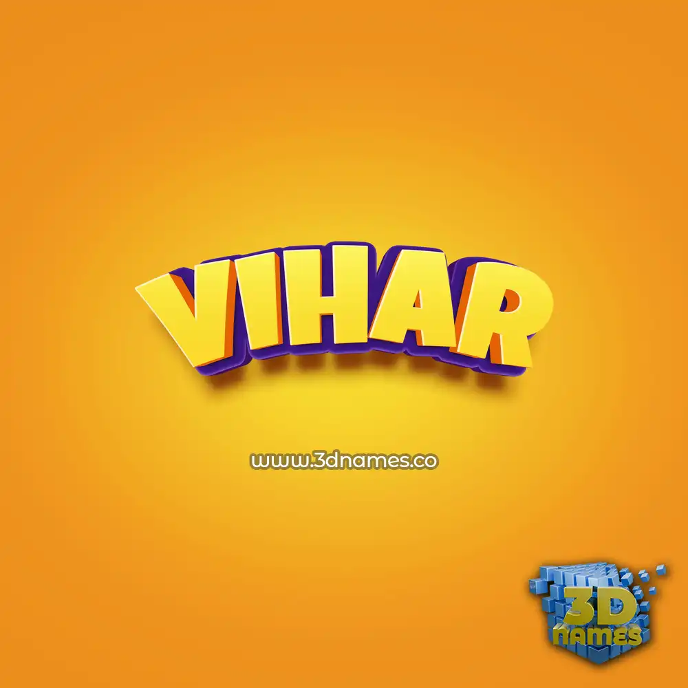 vihar in Orange Toon style - 3D name wallpaper