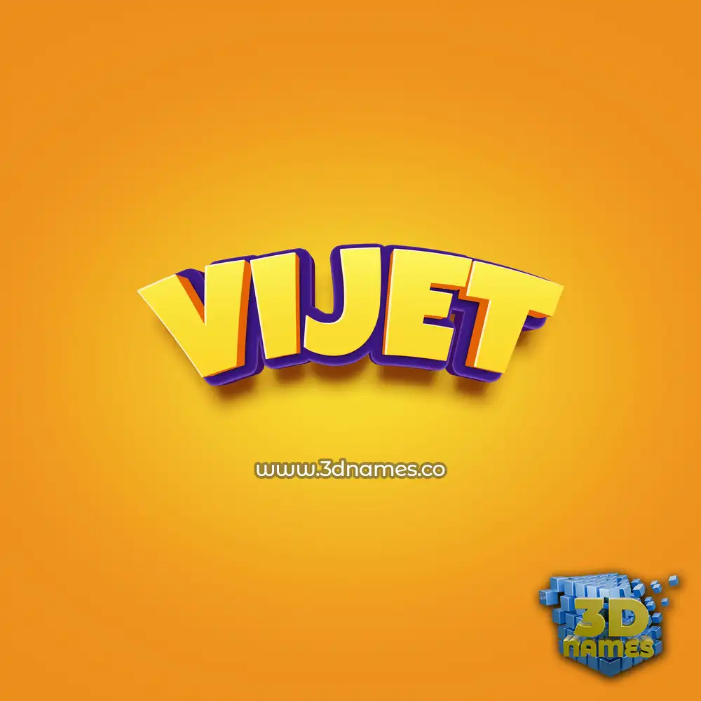 vijet in Orange Toon style - 3D name wallpaper