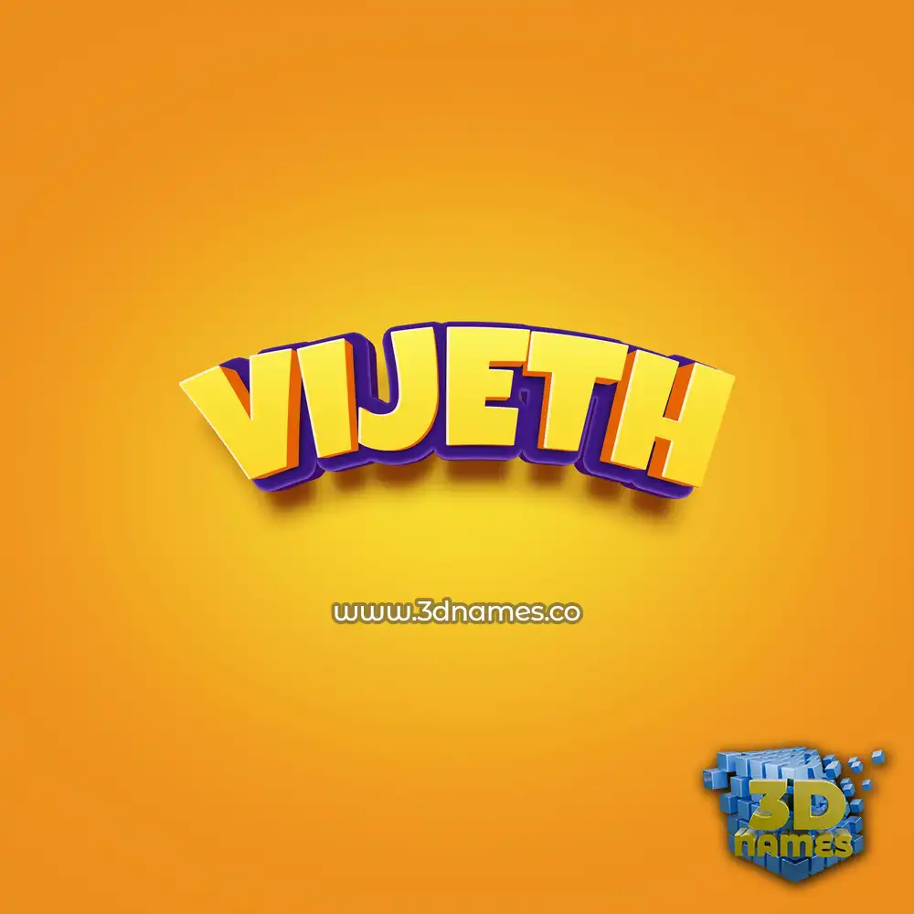 vijeth in Orange Toon style - 3D name wallpaper