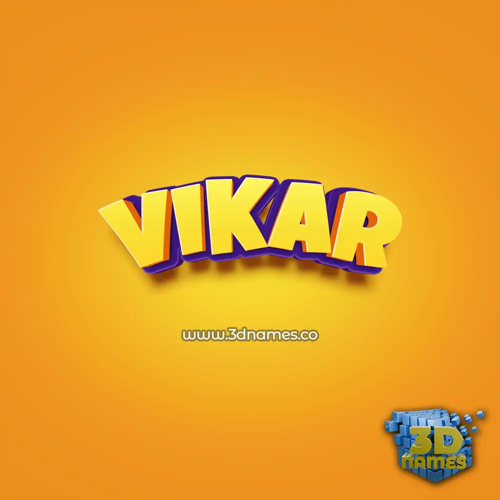 vikar in Orange Toon style - 3D name wallpaper