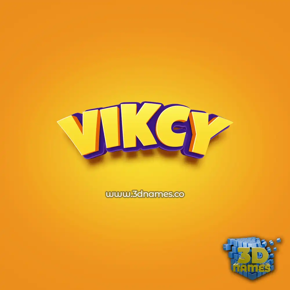 vikcy in Orange Toon style - 3D name wallpaper