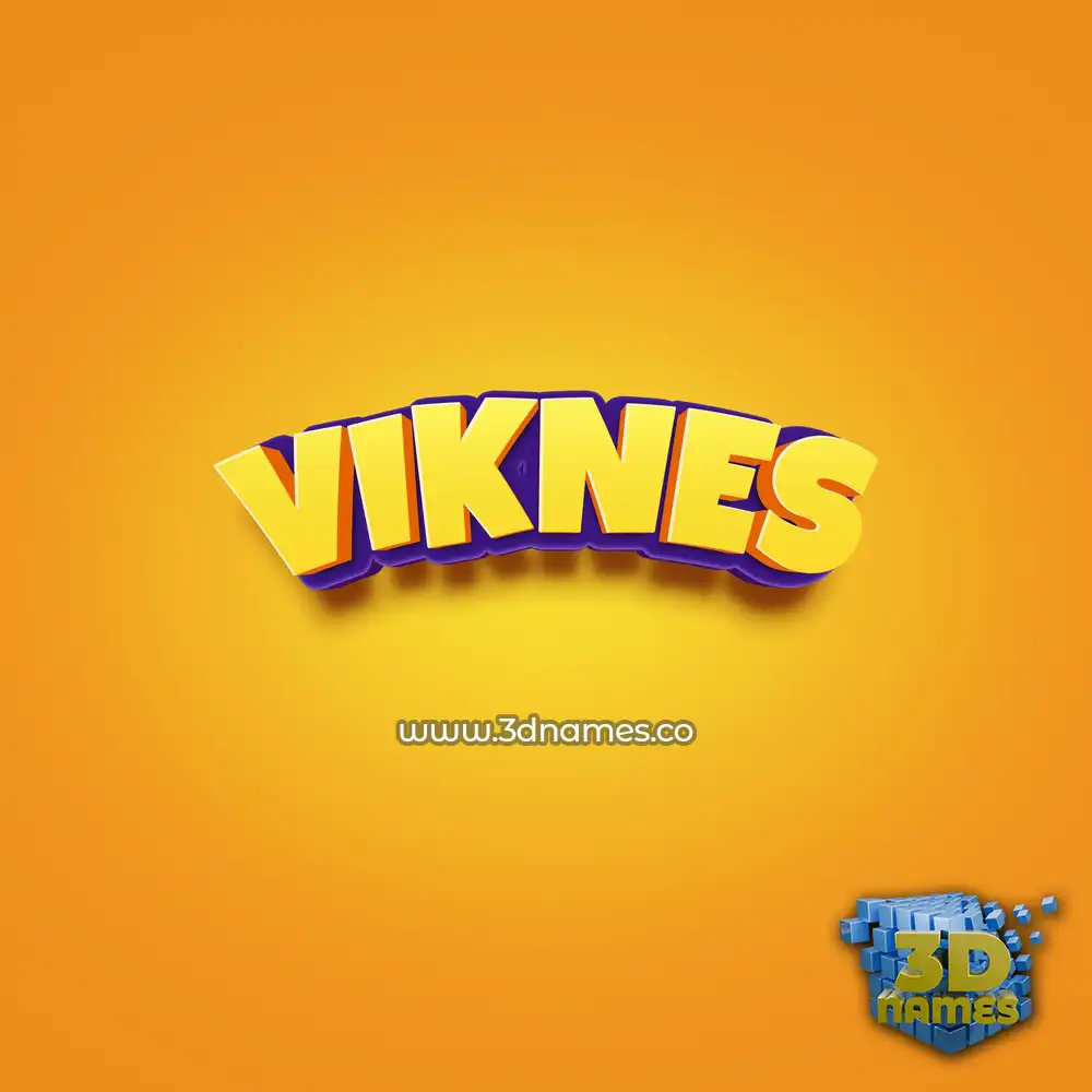 viknes in Orange Toon style - 3D name wallpaper