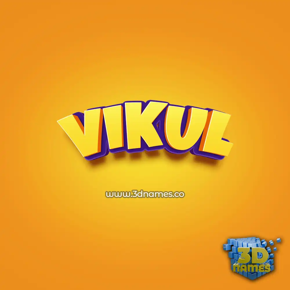 vikul in Orange Toon style - 3D name wallpaper