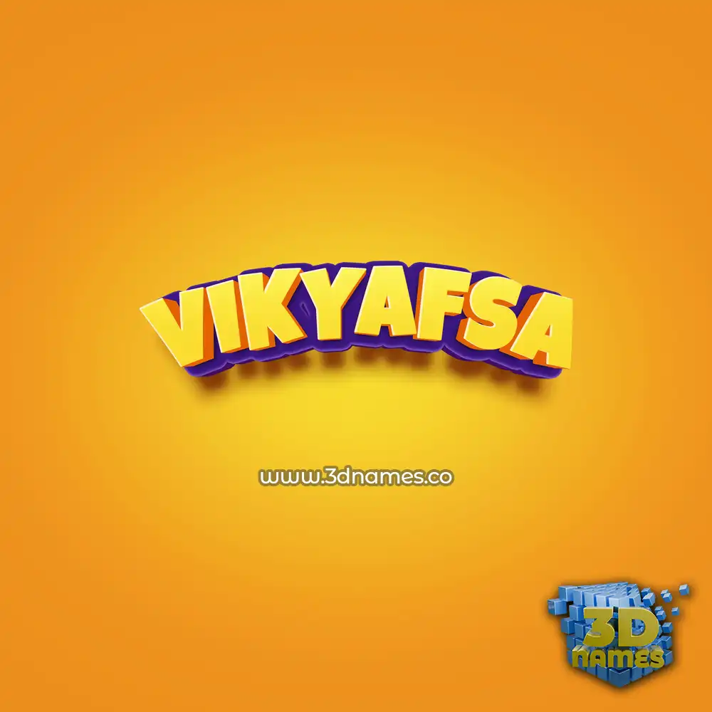 vikyafsa in Orange Toon style - 3D name wallpaper