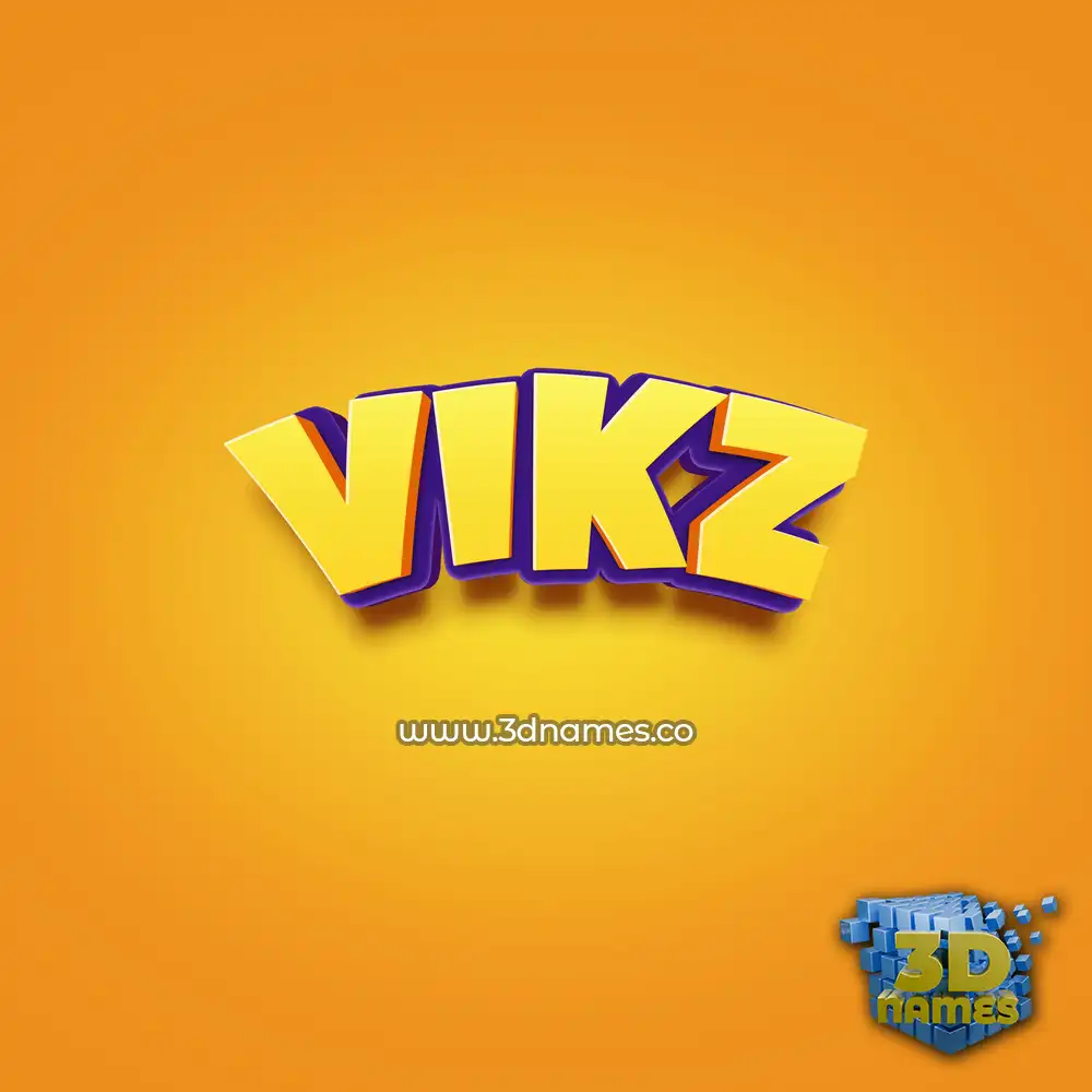 vikz in Orange Toon style - 3D name wallpaper