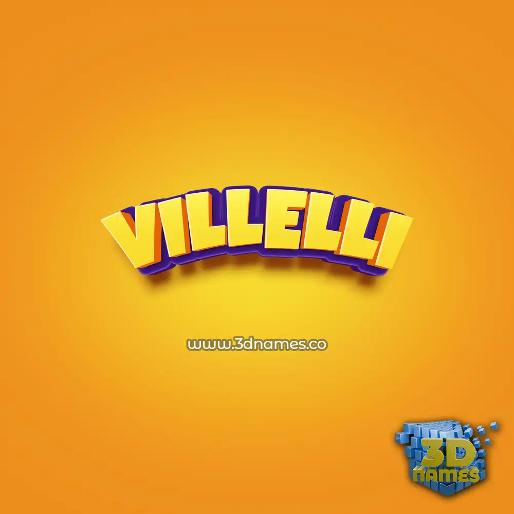 villelli in Orange Toon style - 3D name wallpaper