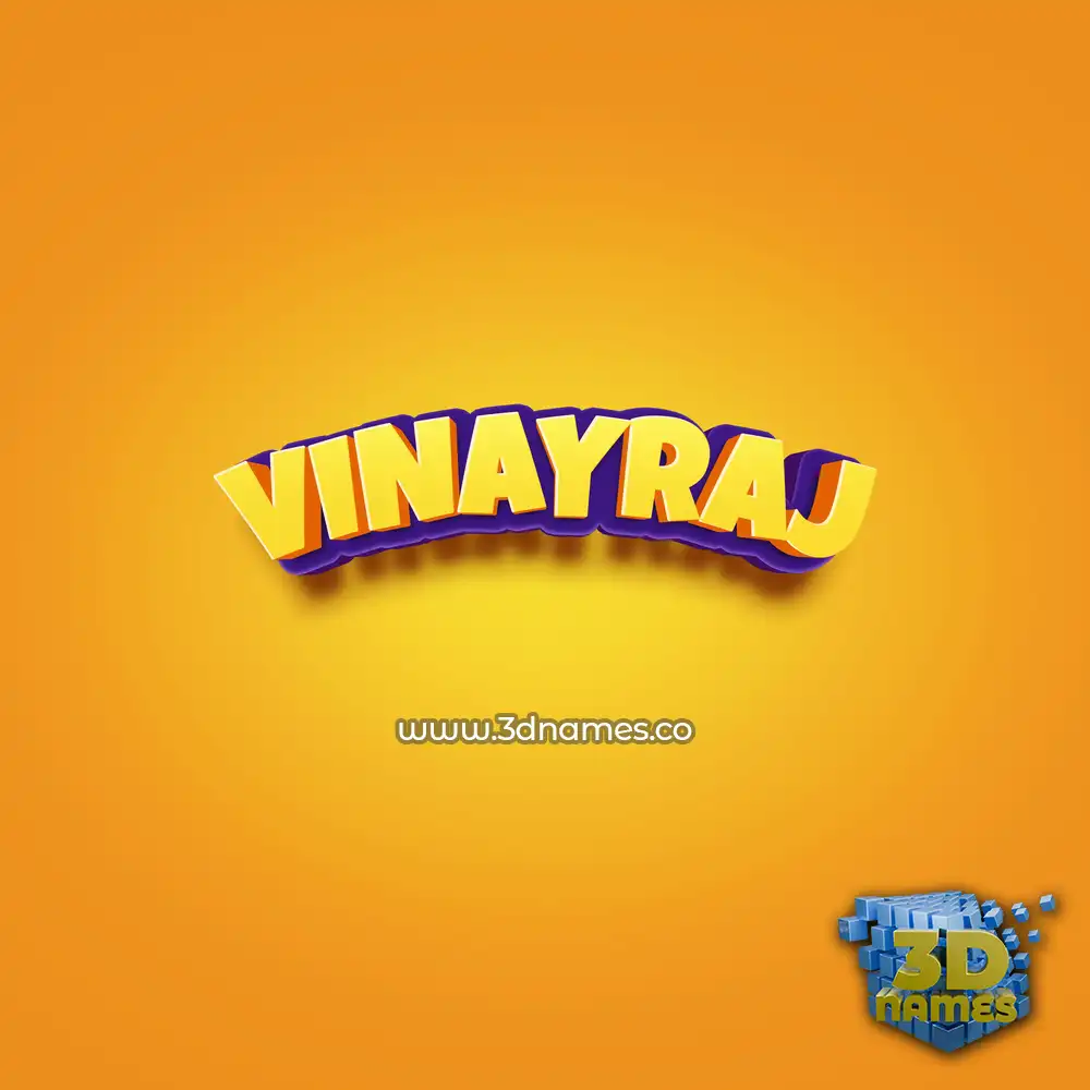 vinayraj in Orange Toon style - 3D name wallpaper