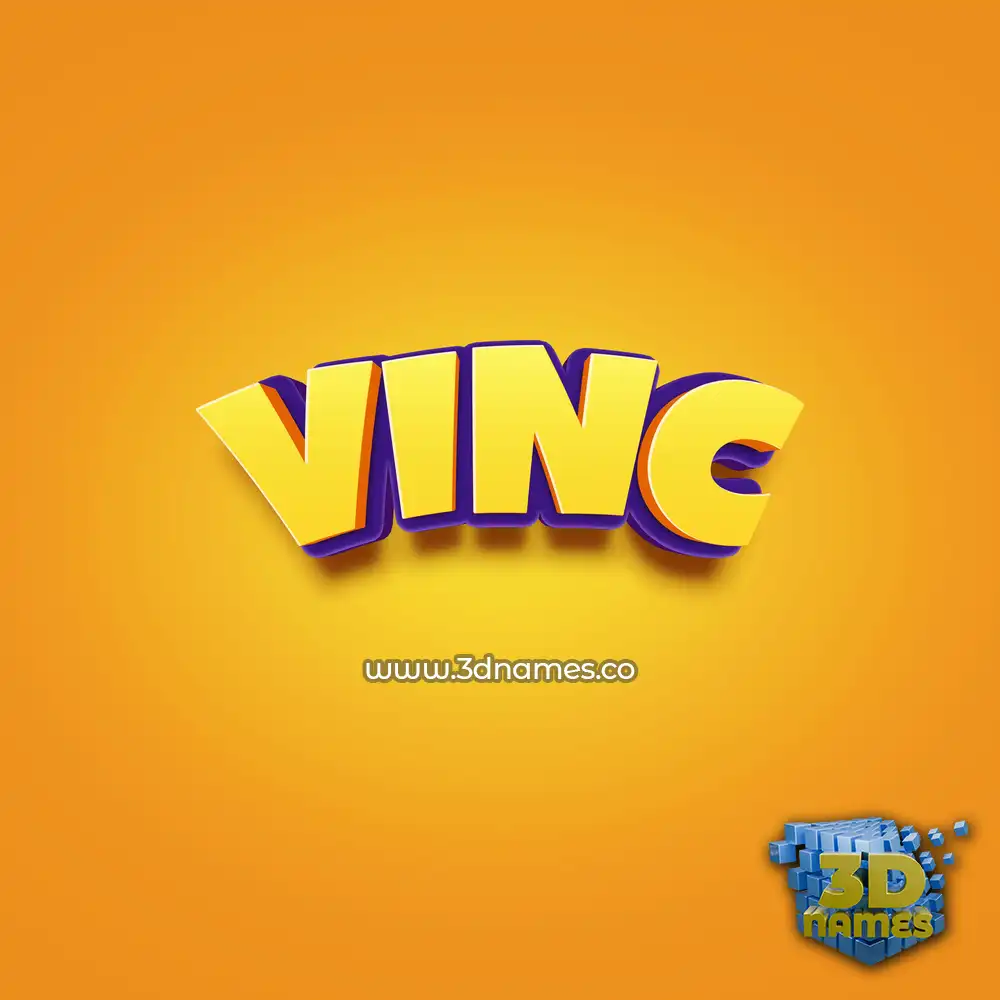 vinc in Orange Toon style - 3D name wallpaper