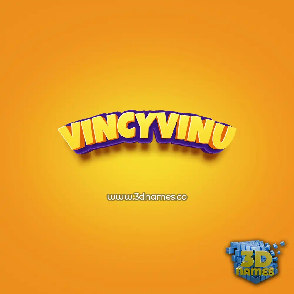 vincyvinu in Orange Toon style - 3D name wallpaper