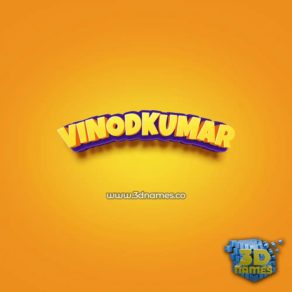 vinodkumar in Orange Toon style - 3D name wallpaper