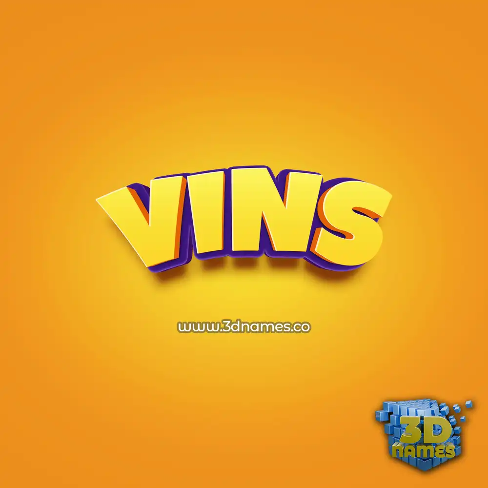 vins in Orange Toon style - 3D name wallpaper