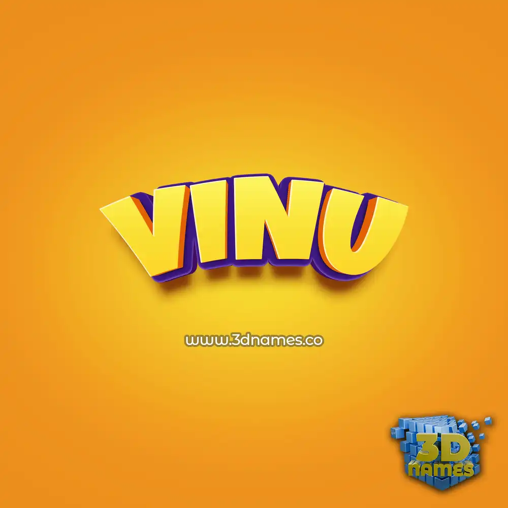 vinu in Orange Toon style - 3D name wallpaper