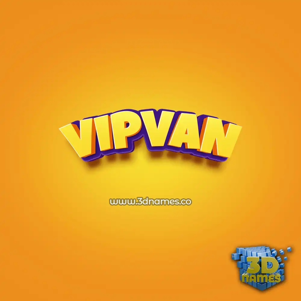 vipvan in Orange Toon style - 3D name wallpaper