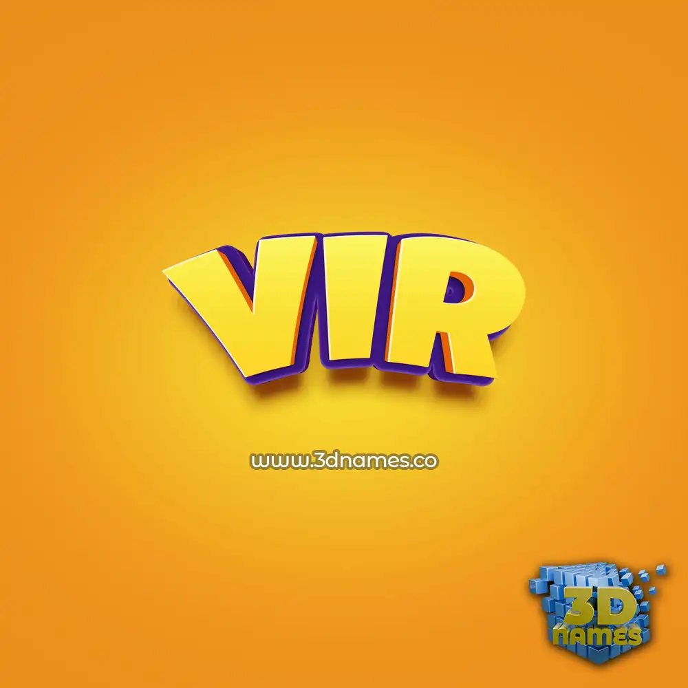 vir in Orange Toon style - 3D name wallpaper