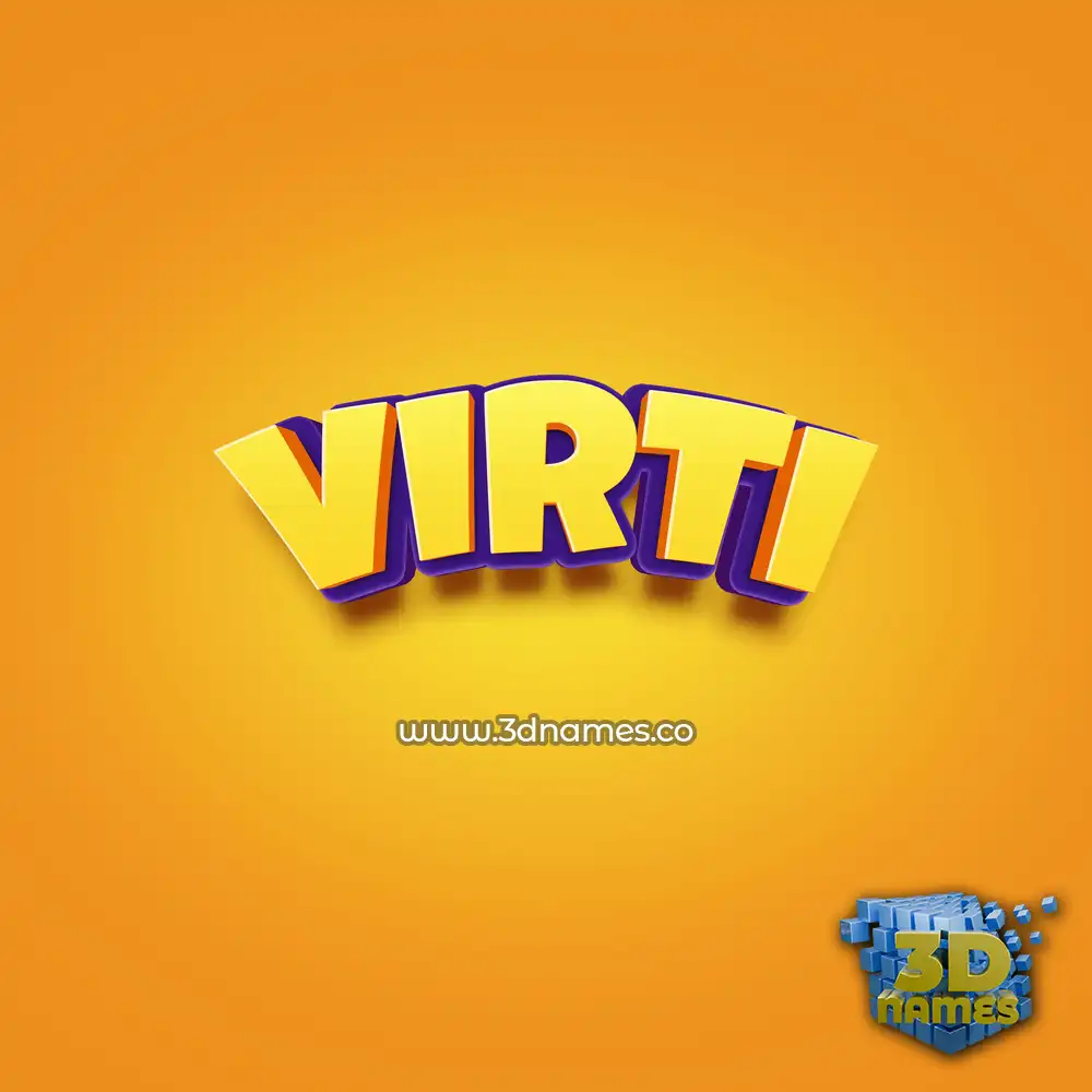 virti in Orange Toon style - 3D name wallpaper