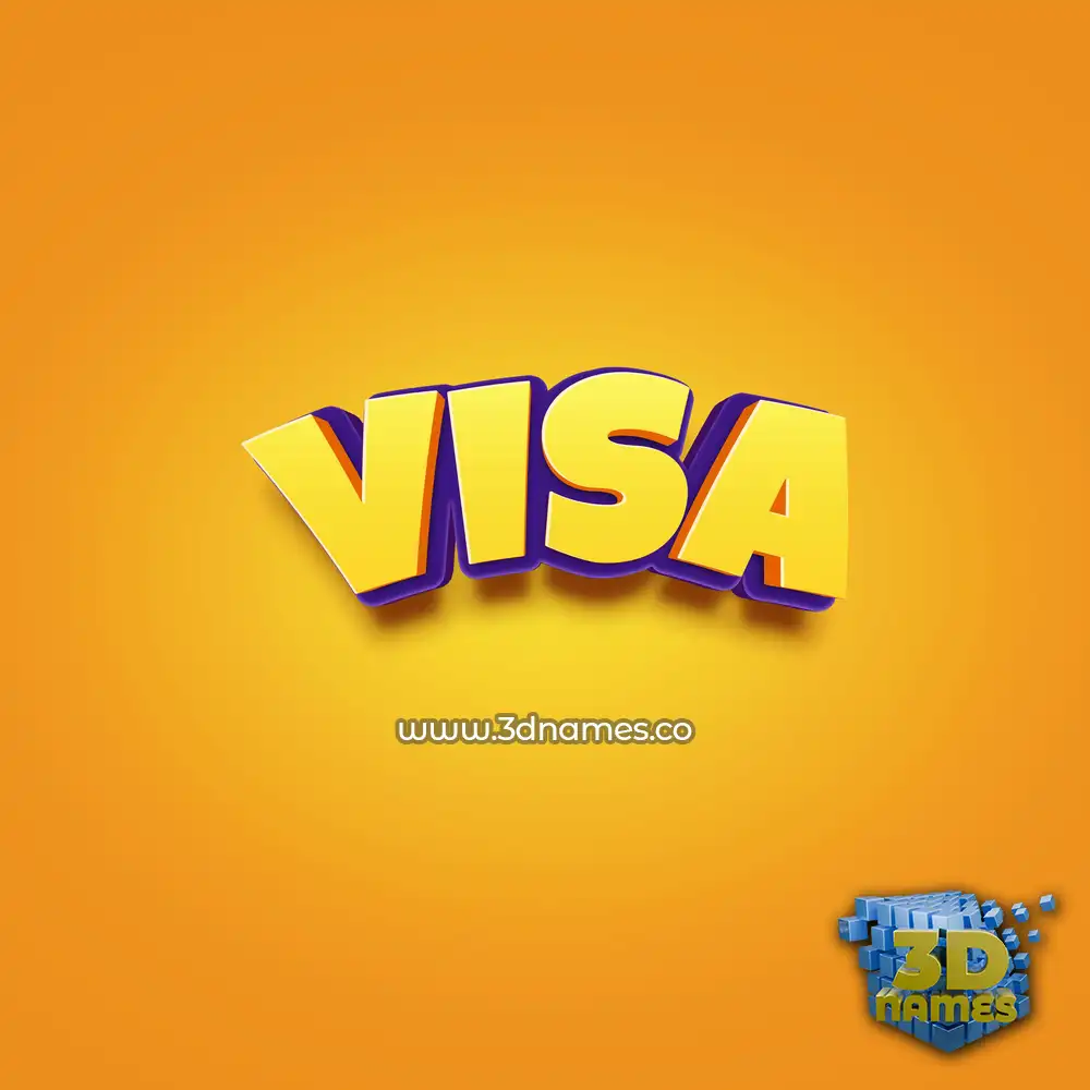 visa in Orange Toon style - 3D name wallpaper