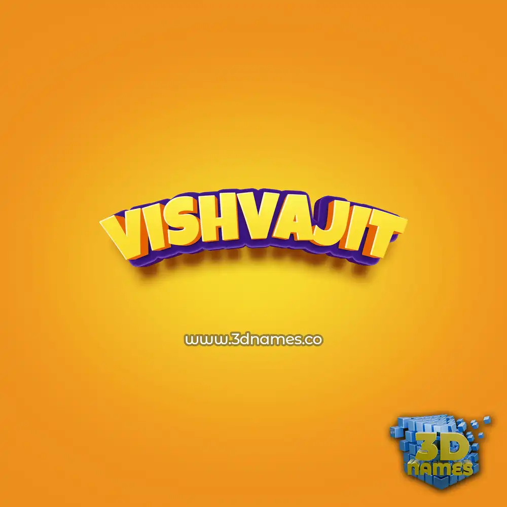 vishvajit in Orange Toon style - 3D name wallpaper