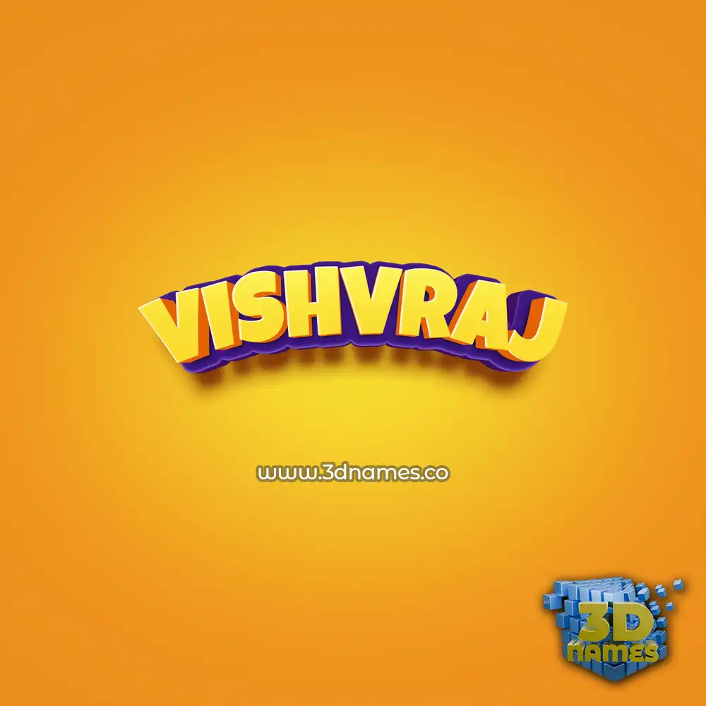 vishvraj in Orange Toon style - 3D name wallpaper