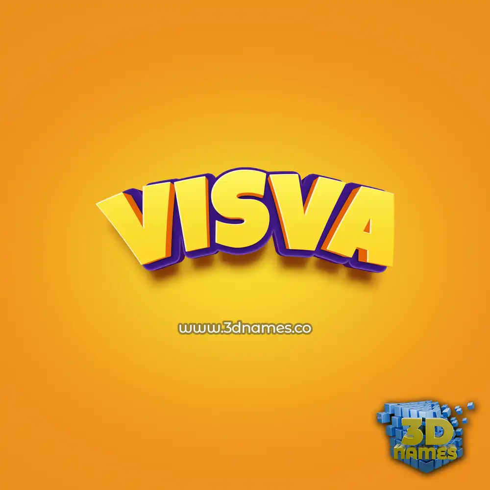 visva in Orange Toon style - 3D name wallpaper