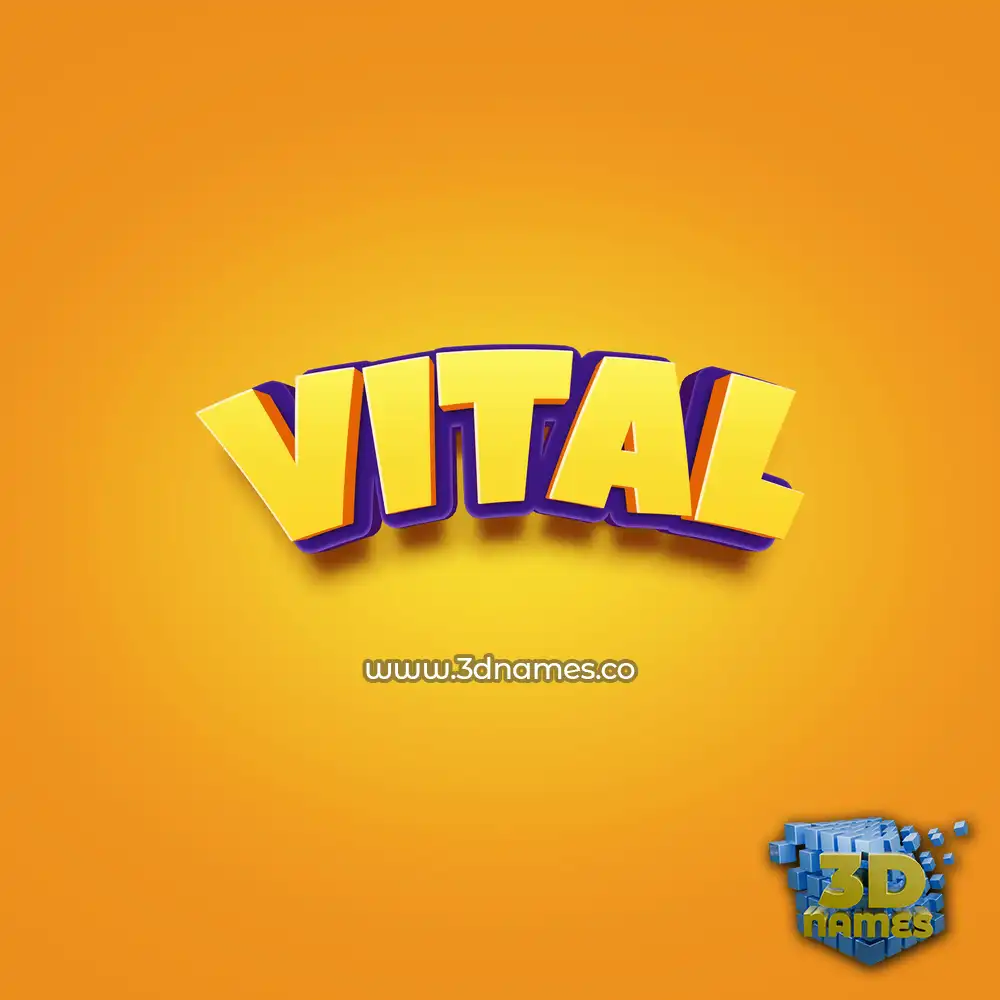 vital in Orange Toon style - 3D name wallpaper