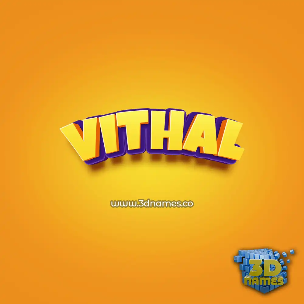 vithal in Orange Toon style - 3D name wallpaper