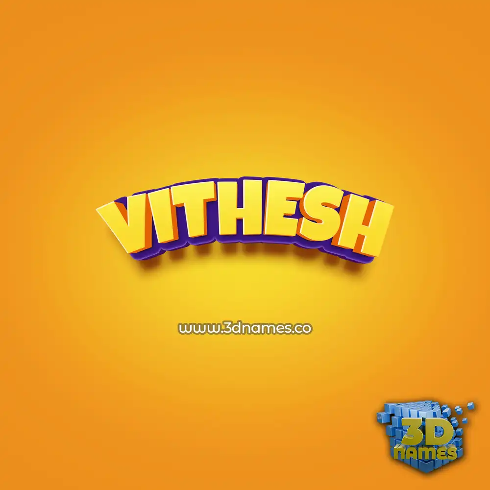 vithesh in Orange Toon style - 3D name wallpaper