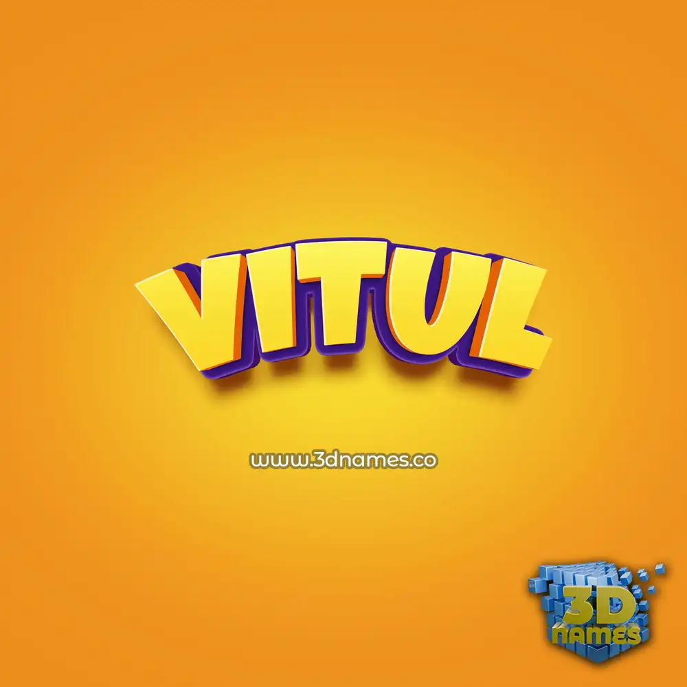 vitul in Orange Toon style - 3D name wallpaper