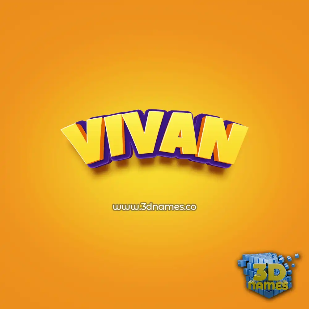 vivan in Orange Toon style - 3D name wallpaper