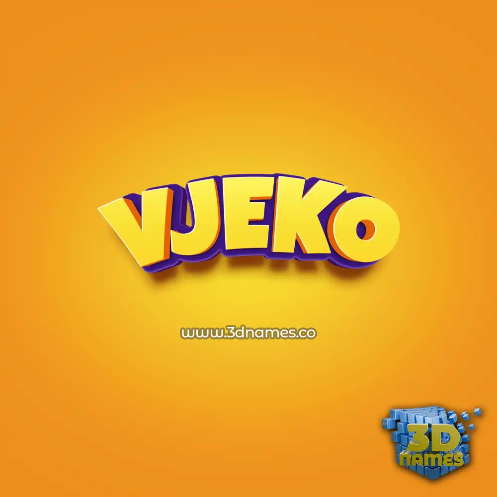 vjeko in Orange Toon style - 3D name wallpaper