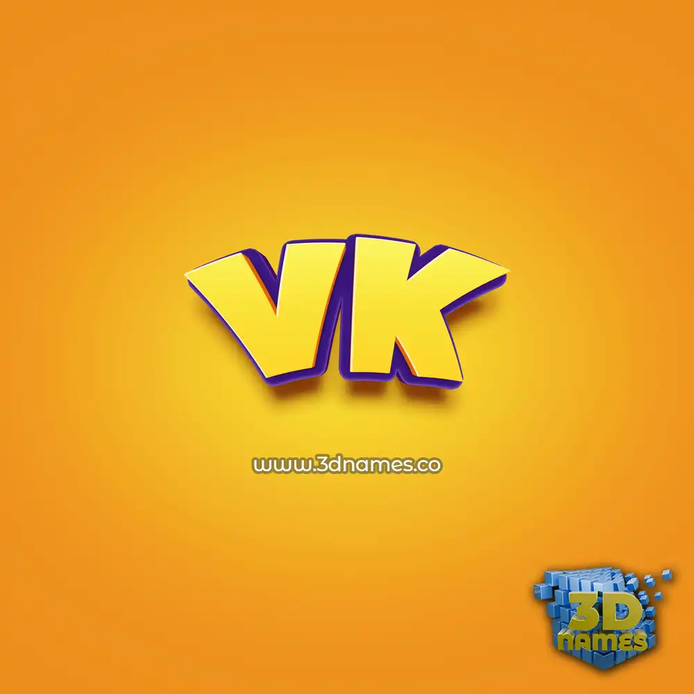 vk in Orange Toon style - 3D name wallpaper