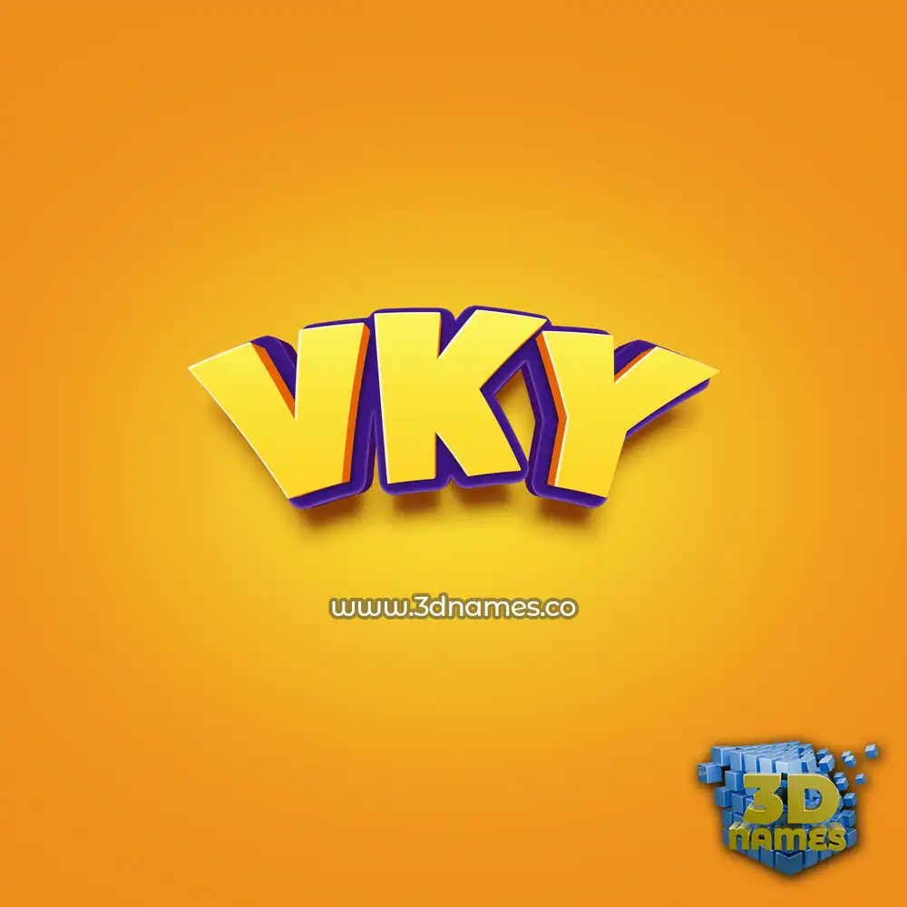 vky in Orange Toon style - 3D name wallpaper