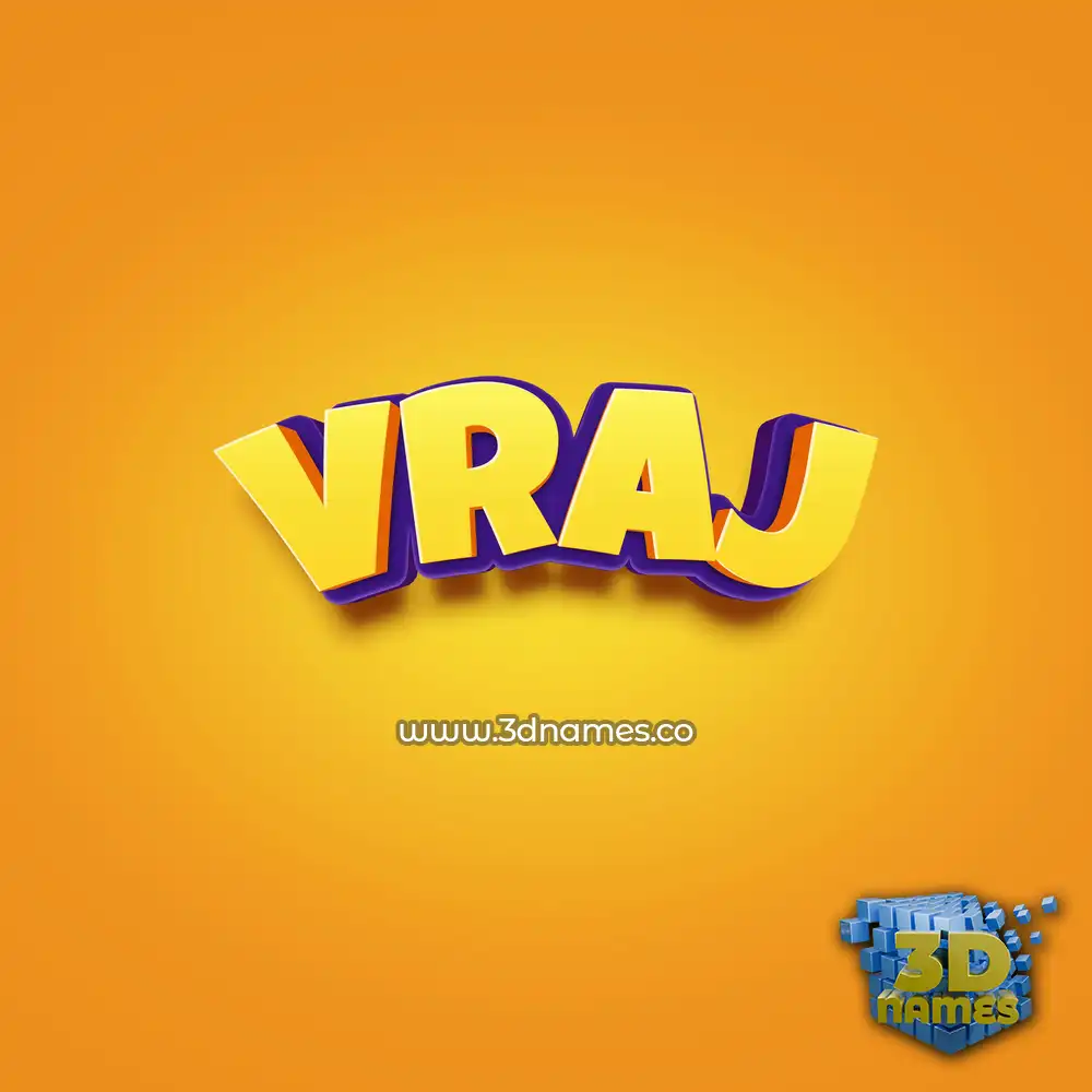 vraj in Orange Toon style - 3D name wallpaper