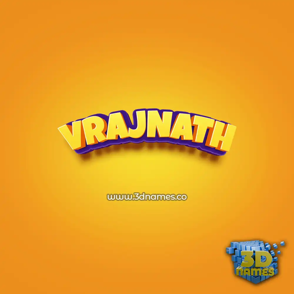 vrajnath in Orange Toon style - 3D name wallpaper