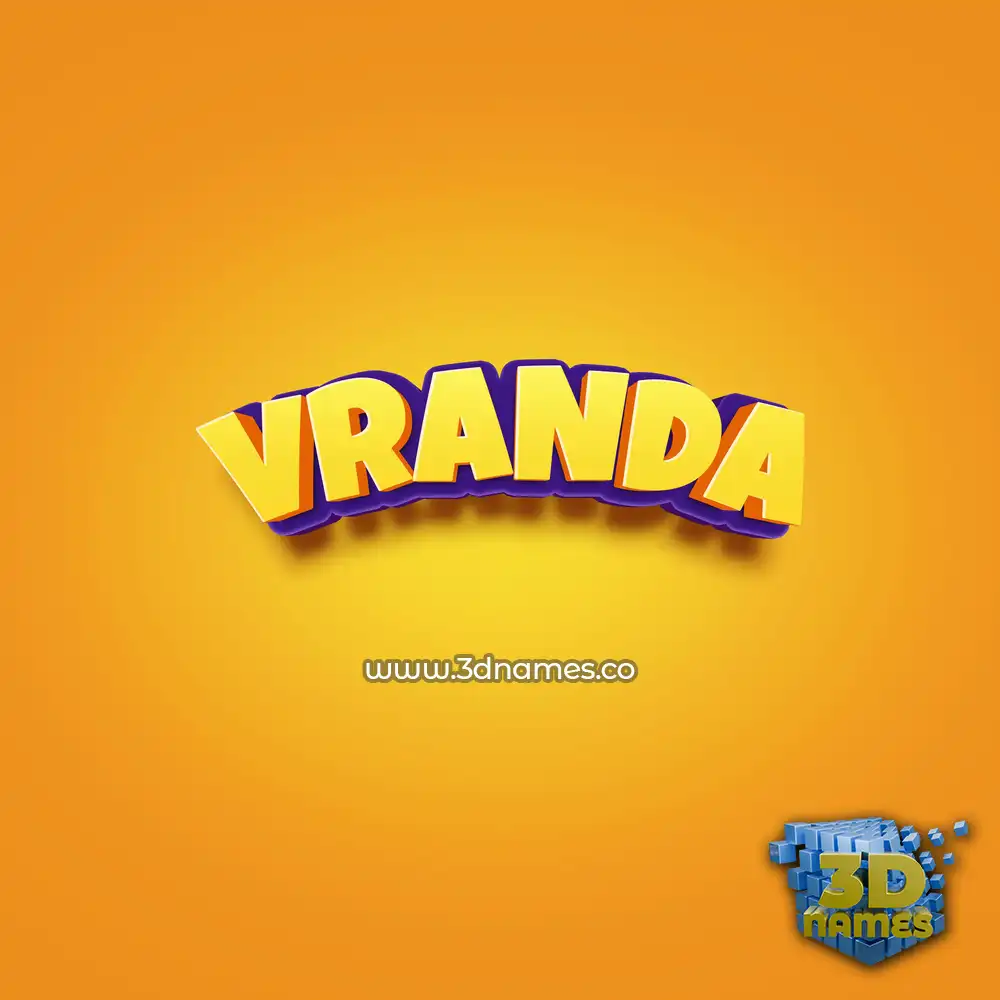 vranda in Orange Toon style - 3D name wallpaper