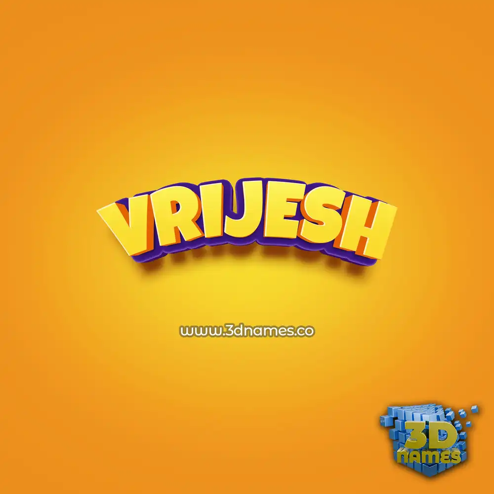 vrijesh in Orange Toon style - 3D name wallpaper