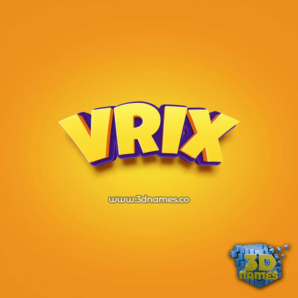 vrix in Orange Toon style - 3D name wallpaper