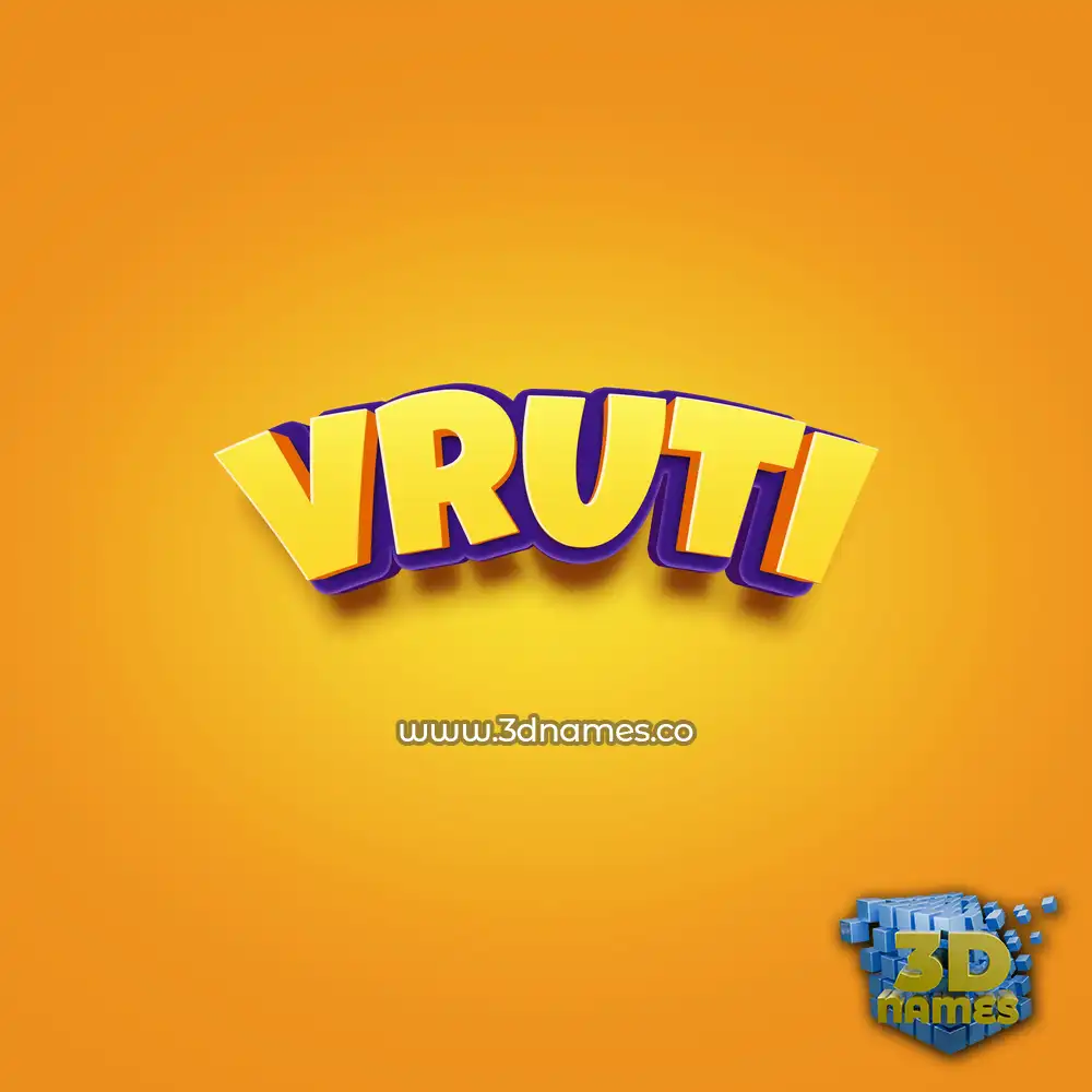 vruti in Orange Toon style - 3D name wallpaper
