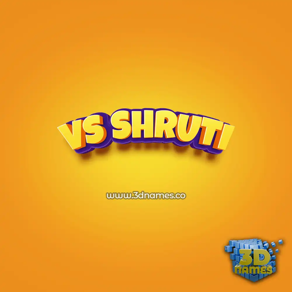 vs shruti in Orange Toon style - 3D name wallpaper