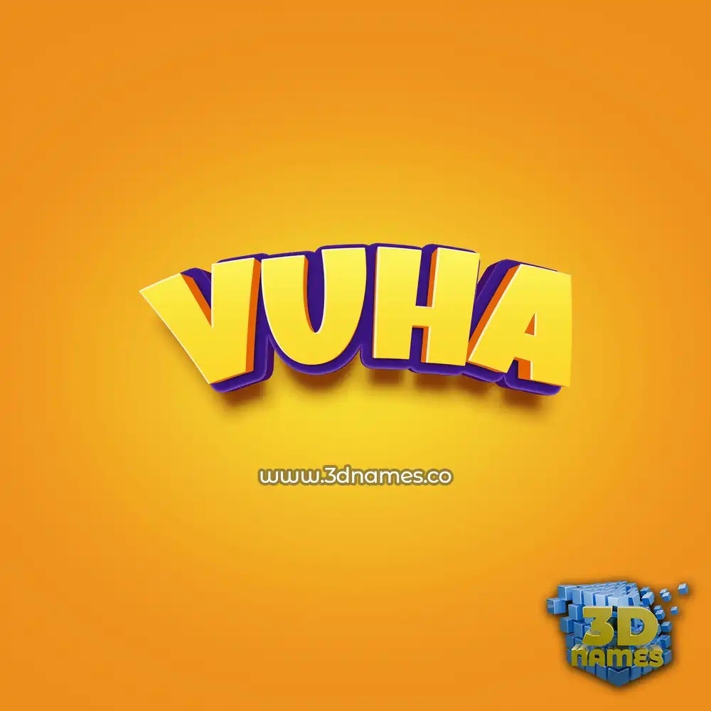 vuha in Orange Toon style - 3D name wallpaper